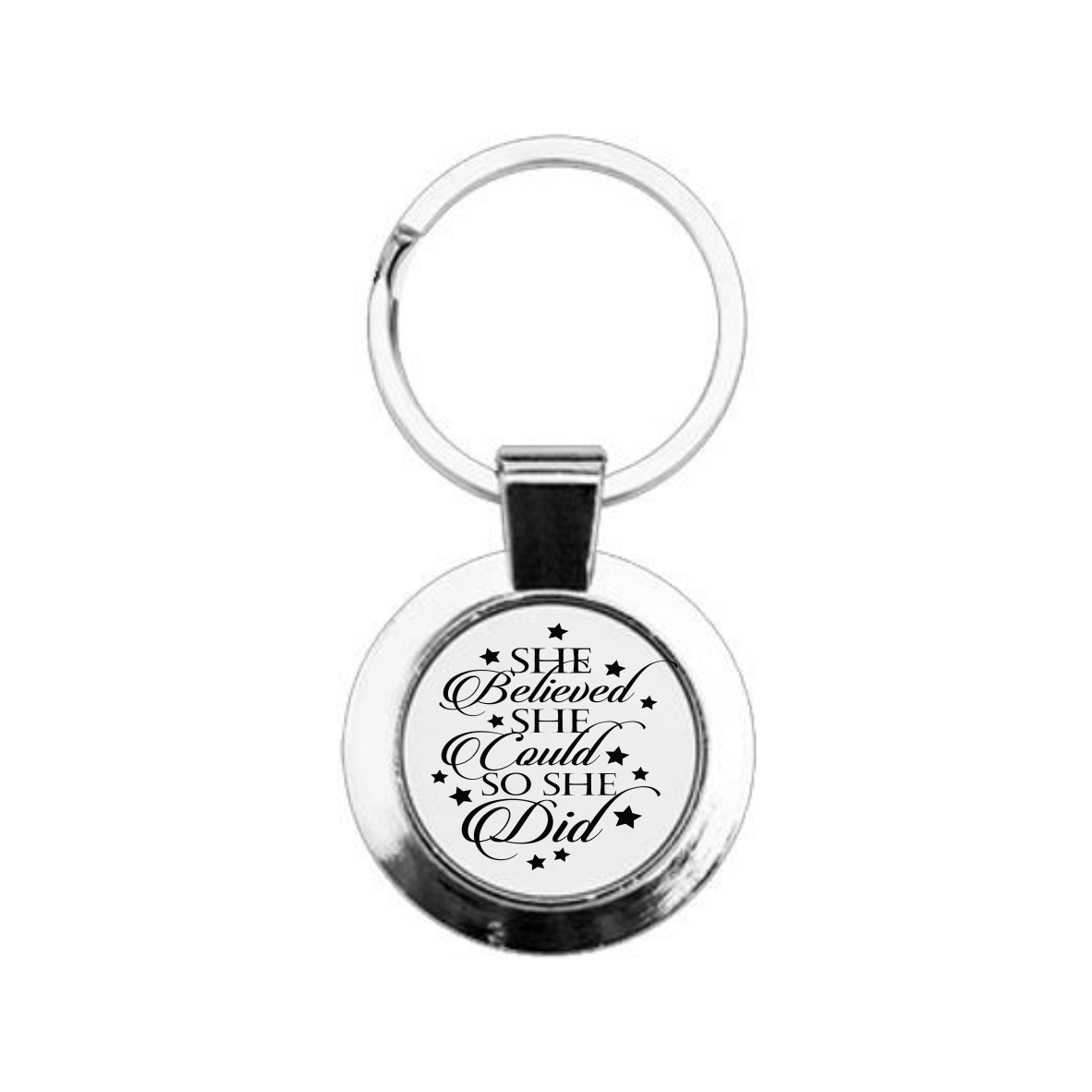 She Believed She Could So She Did Round Keyring